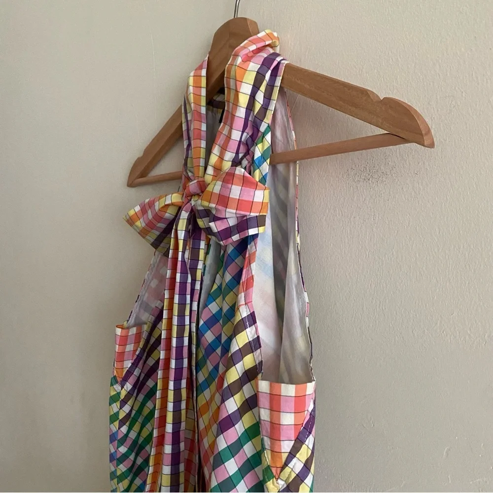 J. Crew Tie Neck Rainbow Gingham Dress - 4